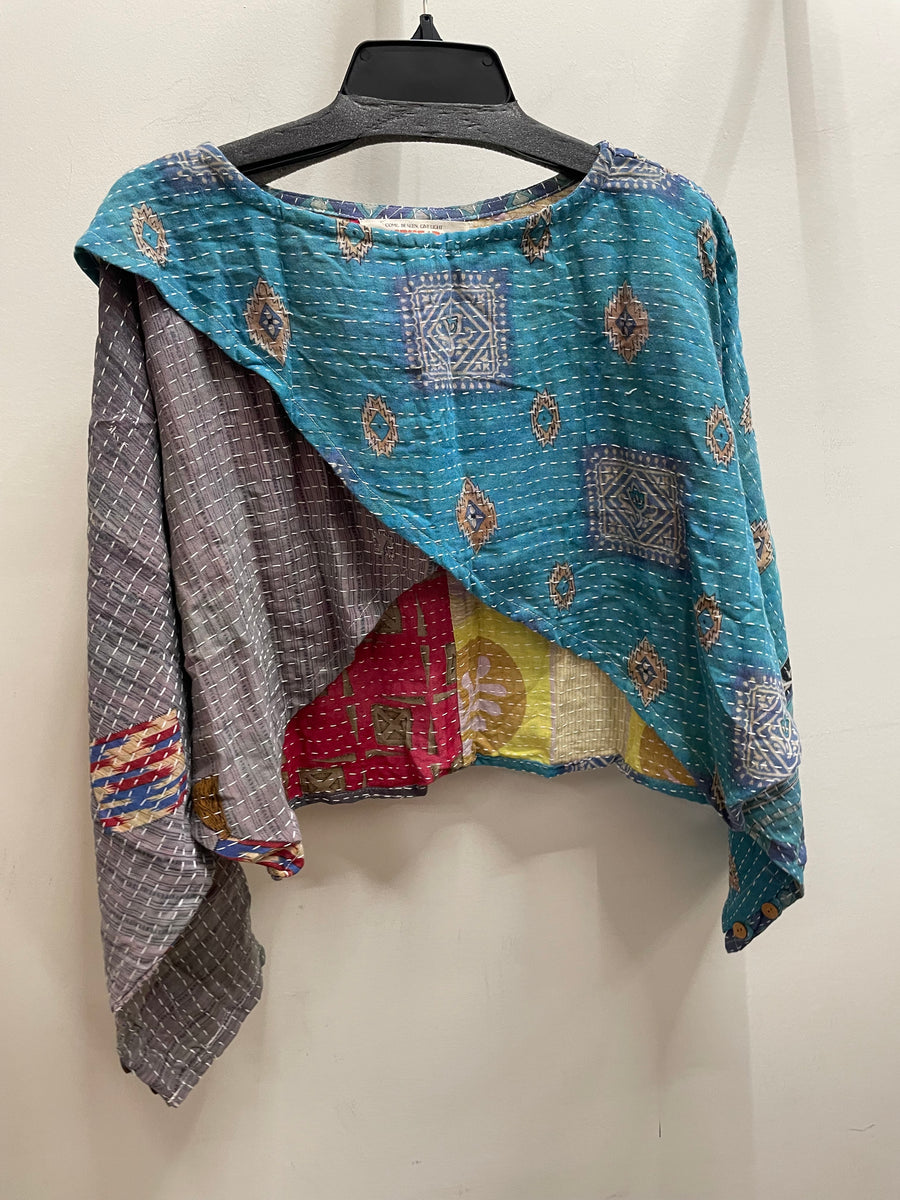 Pareo Kantha In Bloom Cropped Pullover #056 by Kantha Bae