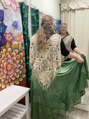 Embroidered Maxi Skirt w/Chiffon in Ombre