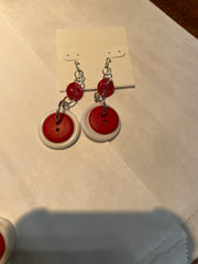 Holiday Colors Long Button Earrings by Lori