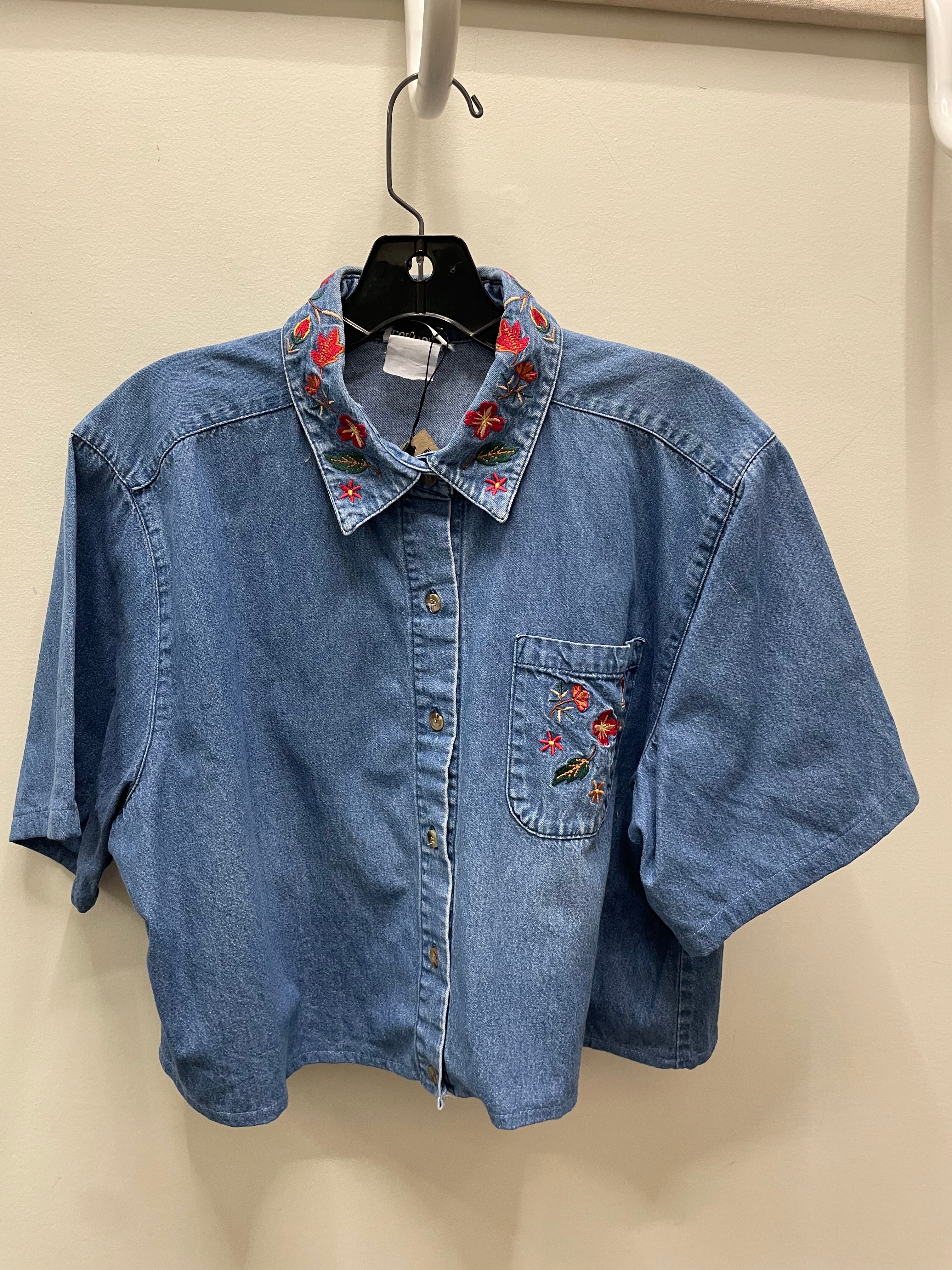 Reworked Denim Crop Button Down #213