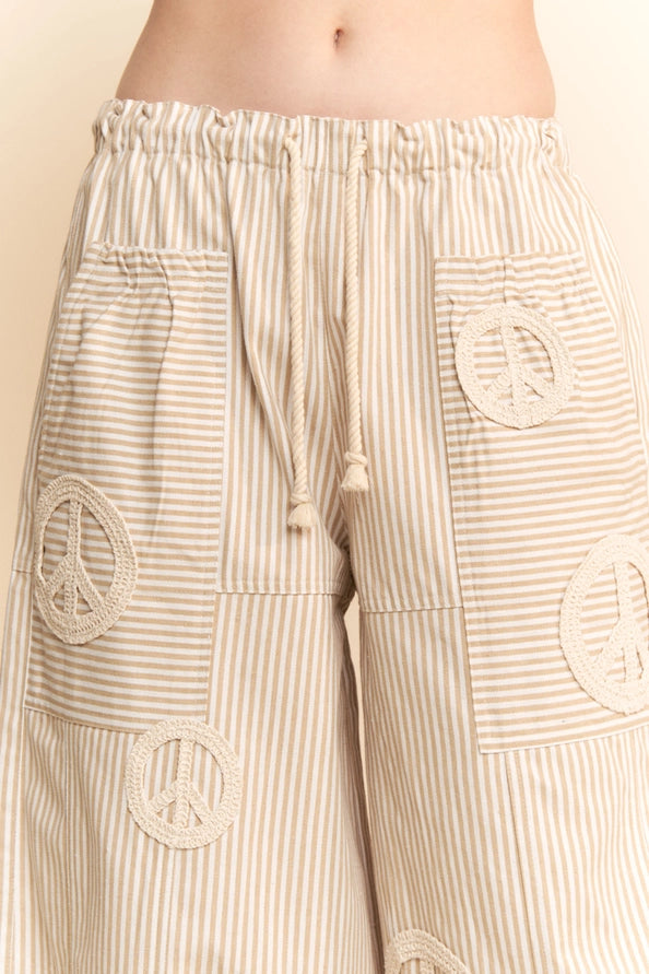 Peace Sign Pinstripe Palazzo Pants by Davi & Dani Robin Boutique