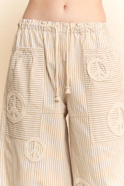 Peace Sign Pinstripe Palazzo Pants by Davi & Dani Robin Boutique