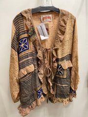 Crepe Sari Ruffle Daisy Blouse #046 by Kantha Bae