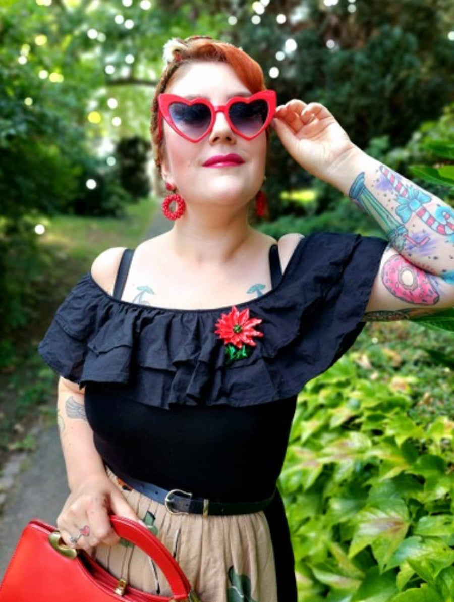 Enamel Poinsettia Statement Brooch by Lipstick & Chrome Robin Boutique