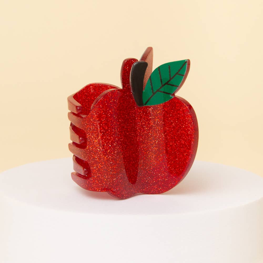 School-Themed Glittered Teacher's Apple Acrylic Claw Clip Robin Boutique
