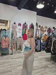 Strapless Ruffled Blouse in Ocean by IPNG Design