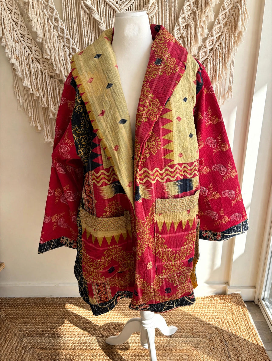 Fine Kantha Drifter Coat #138 by Kantha Bae