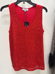 Sleeveless Sequin Evening Tank Top