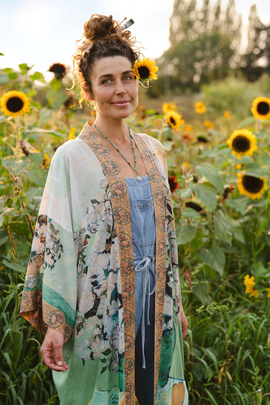 Additional view of I Paint My Dream Van Gogh Opera Duster Kimono Robe from Robin Boutique.