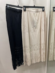 Pleated Cutout Skirt with Fringe by EllyNDale Robin Boutique