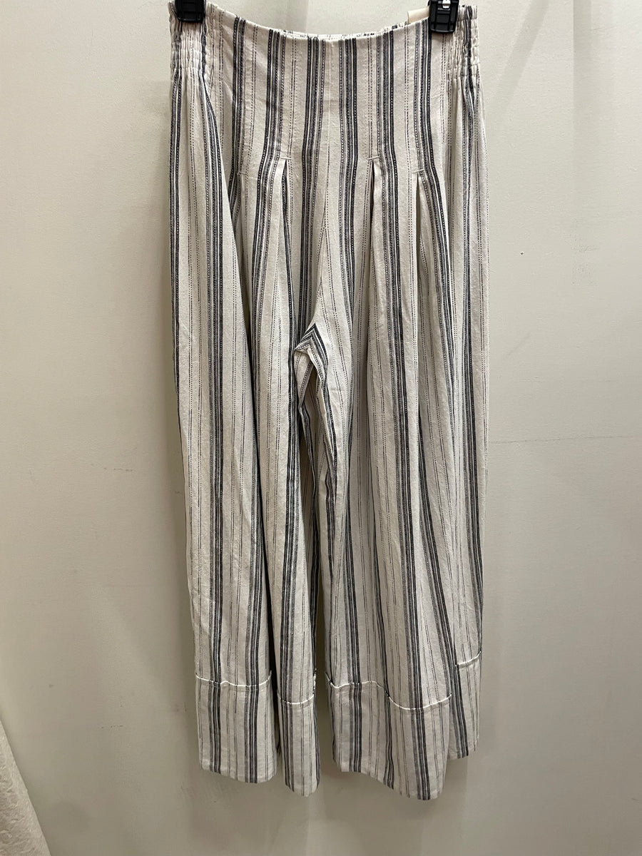 Black Stripe Linen-Cotton Wide Leg Pant by Cotiera CP6026 Robin Boutique