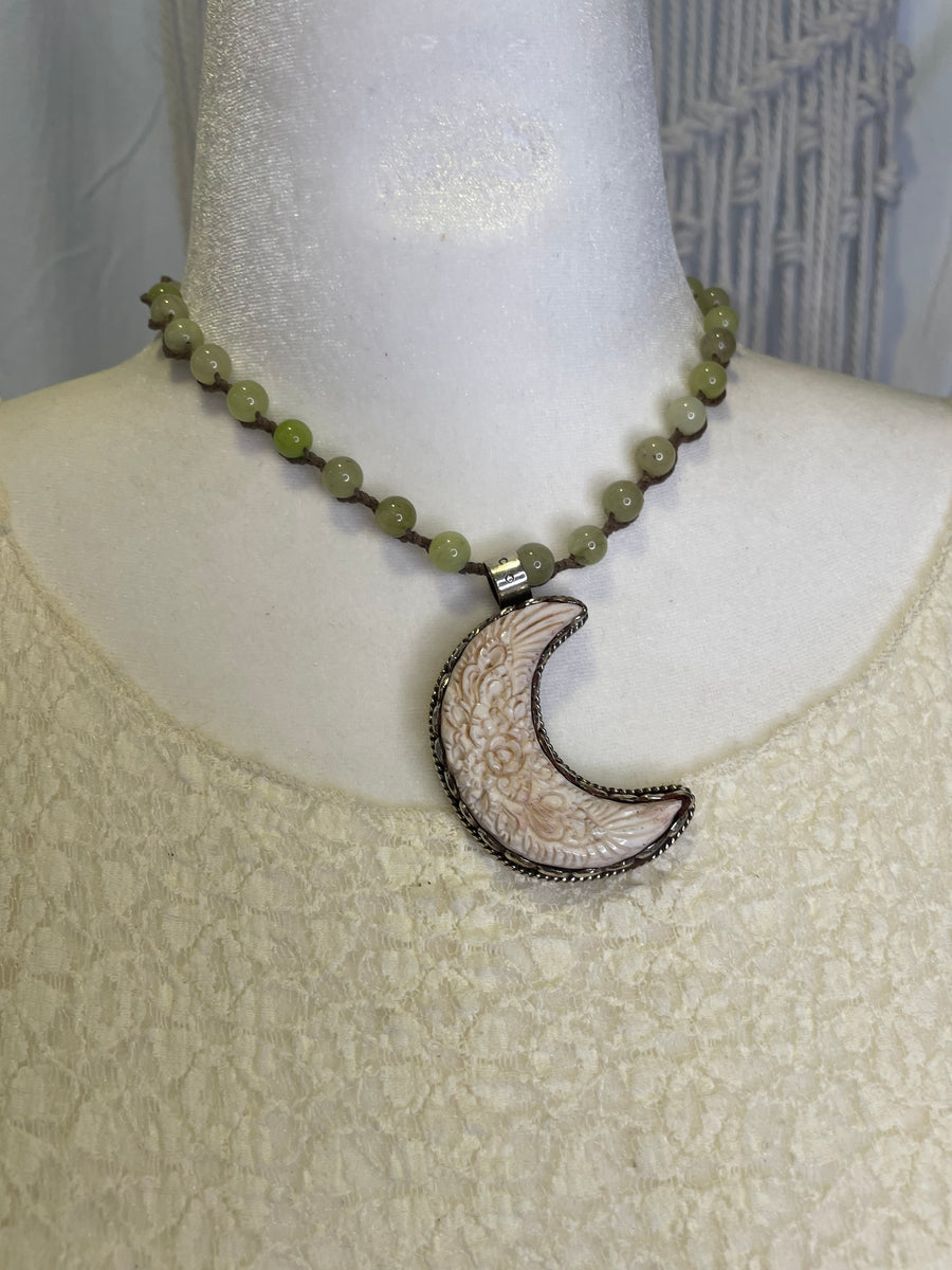 Floral Crescent Moon Necklace by Tara Gasparian