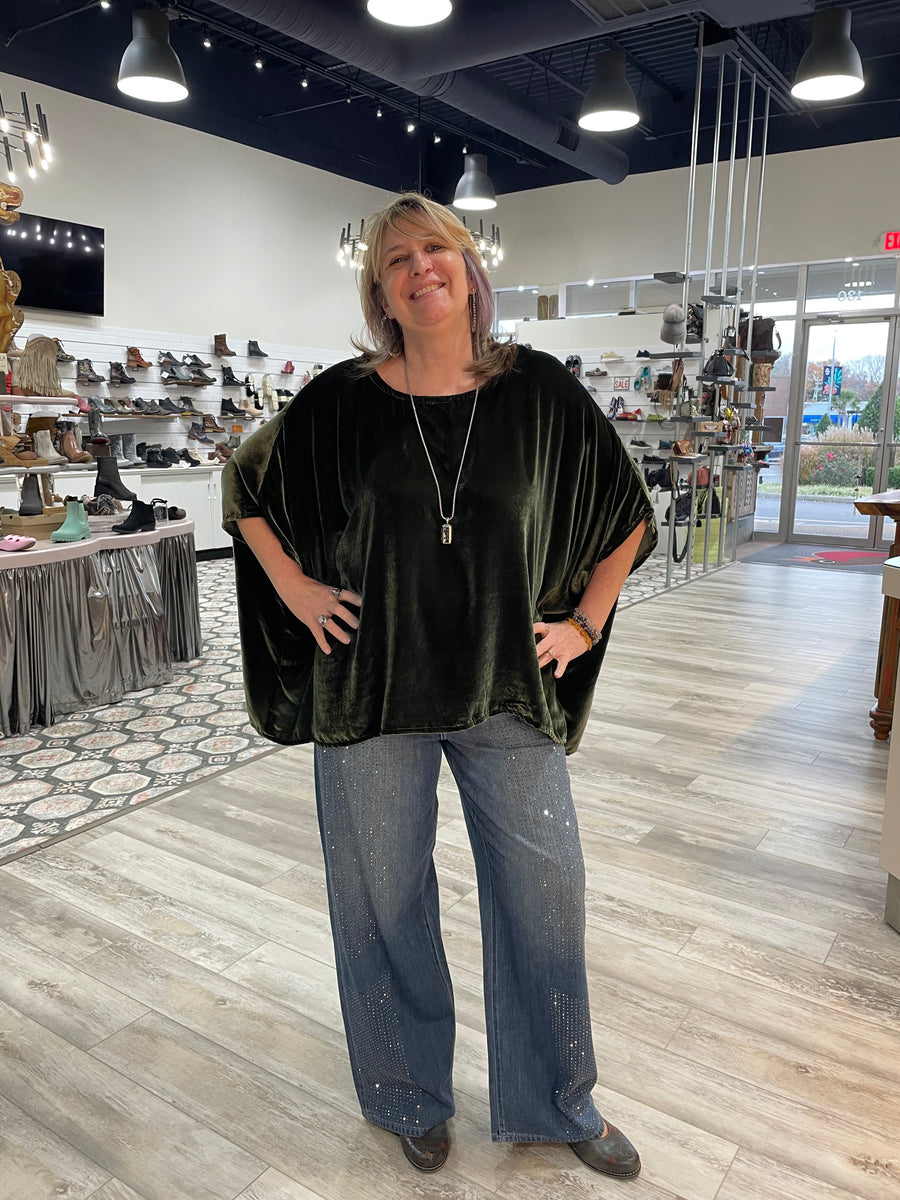 Olive Silk Velvet Scarf Top