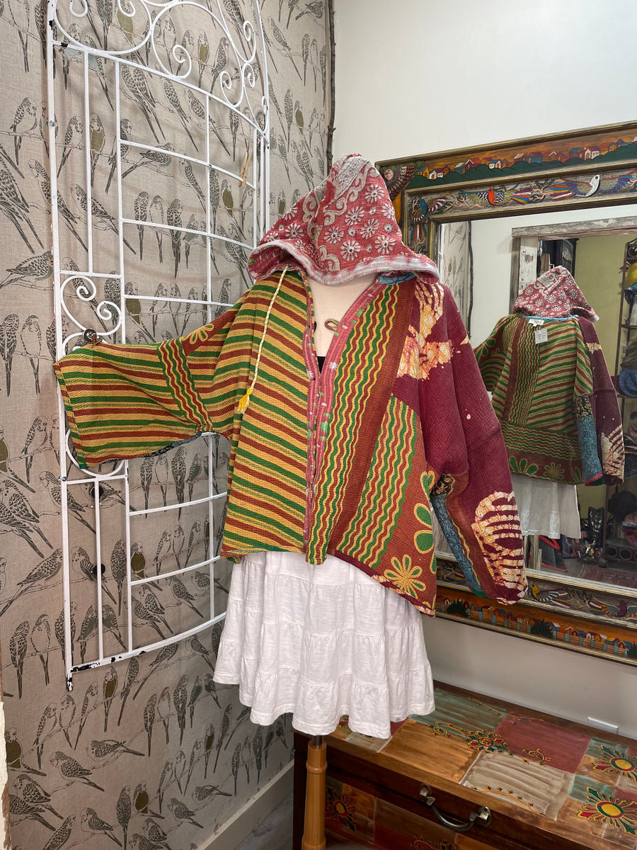 Half Moon Cropped Hooded Jacket #24 by Kantha Bae