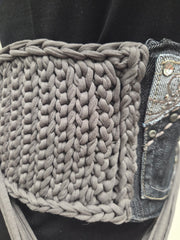 Handmade Robin Obi Pocket belt in Grey and Denim Robin Boutique