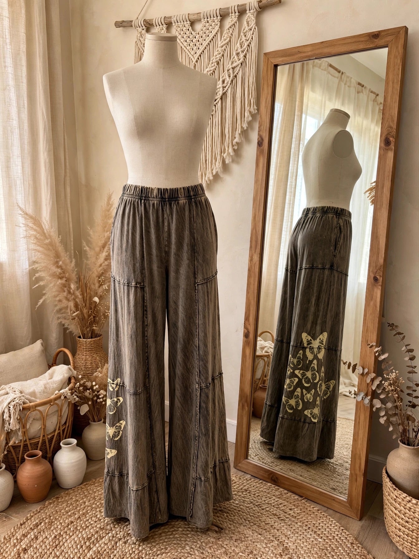 Butterfly Drift Mineral Wash Wide Leg Pant by I Love Linen