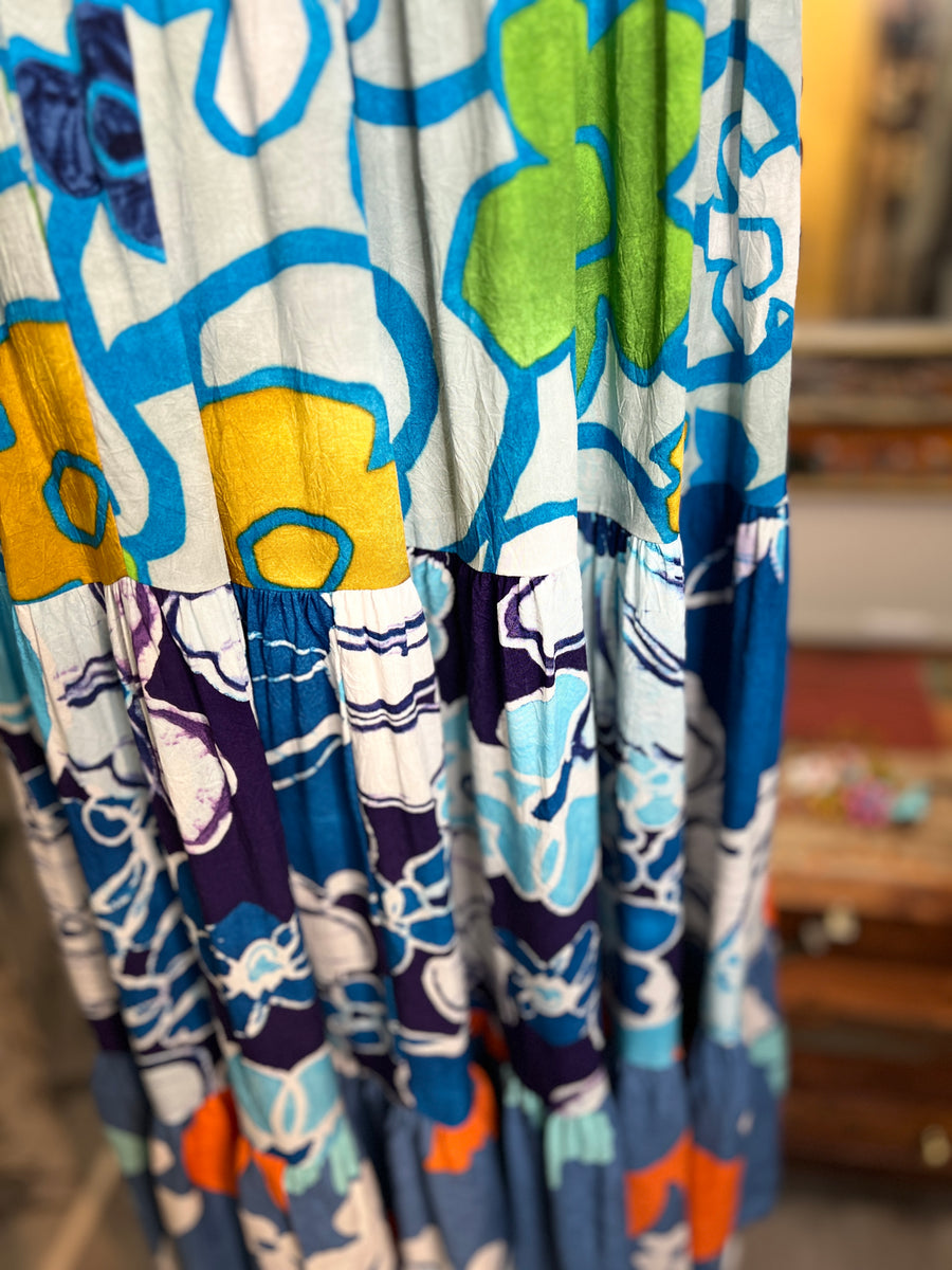 Mixed Long Ruffle Dress in Cool Blue by Jams World