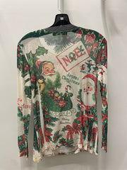 Additional view of Sparkling Sheer Mesh Layering Shirt in Vintage Christmas by Origami from Robin Boutique.