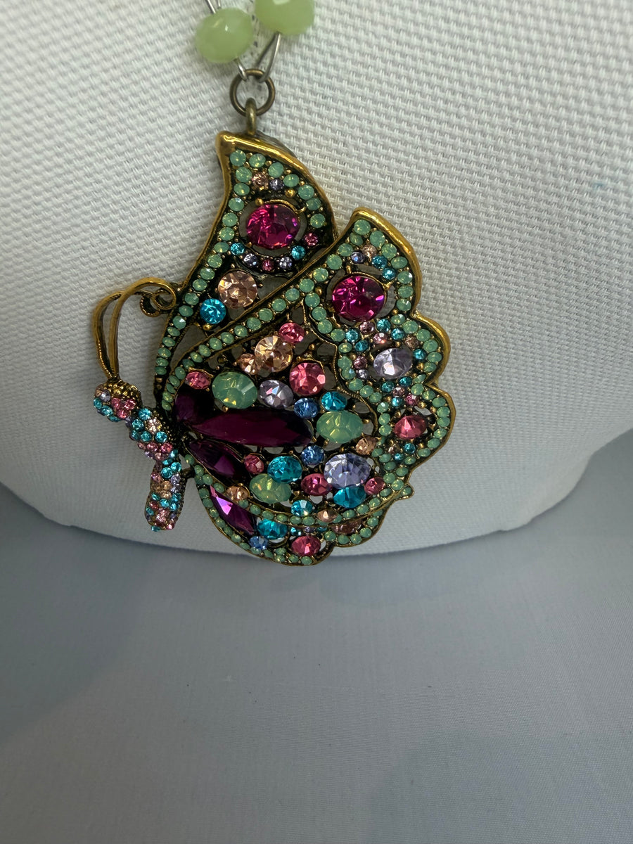 Rhinestone Colored Butterfly Necklace by Gina