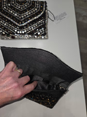 inside of Evening Clutch Handbag with Semi Precious Stones - Robin Boutique