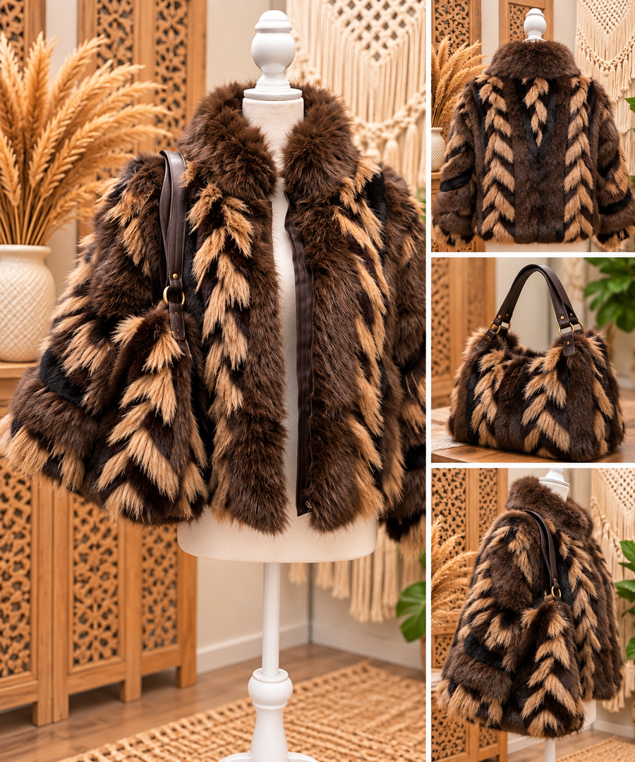 Inez-Chocolate faux fur jacket by azalea wang robin boutique