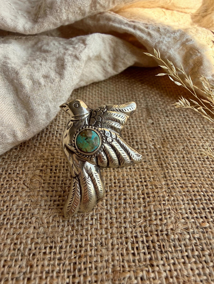 Free Spirit Turquoise Bird Ring Adjustable Ring by Tara Gasparian