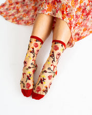 Aries Zodiac Shimmer Sheer Crew Sock