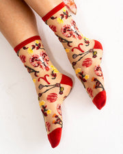 Aries Zodiac Shimmer Sheer Crew Sock