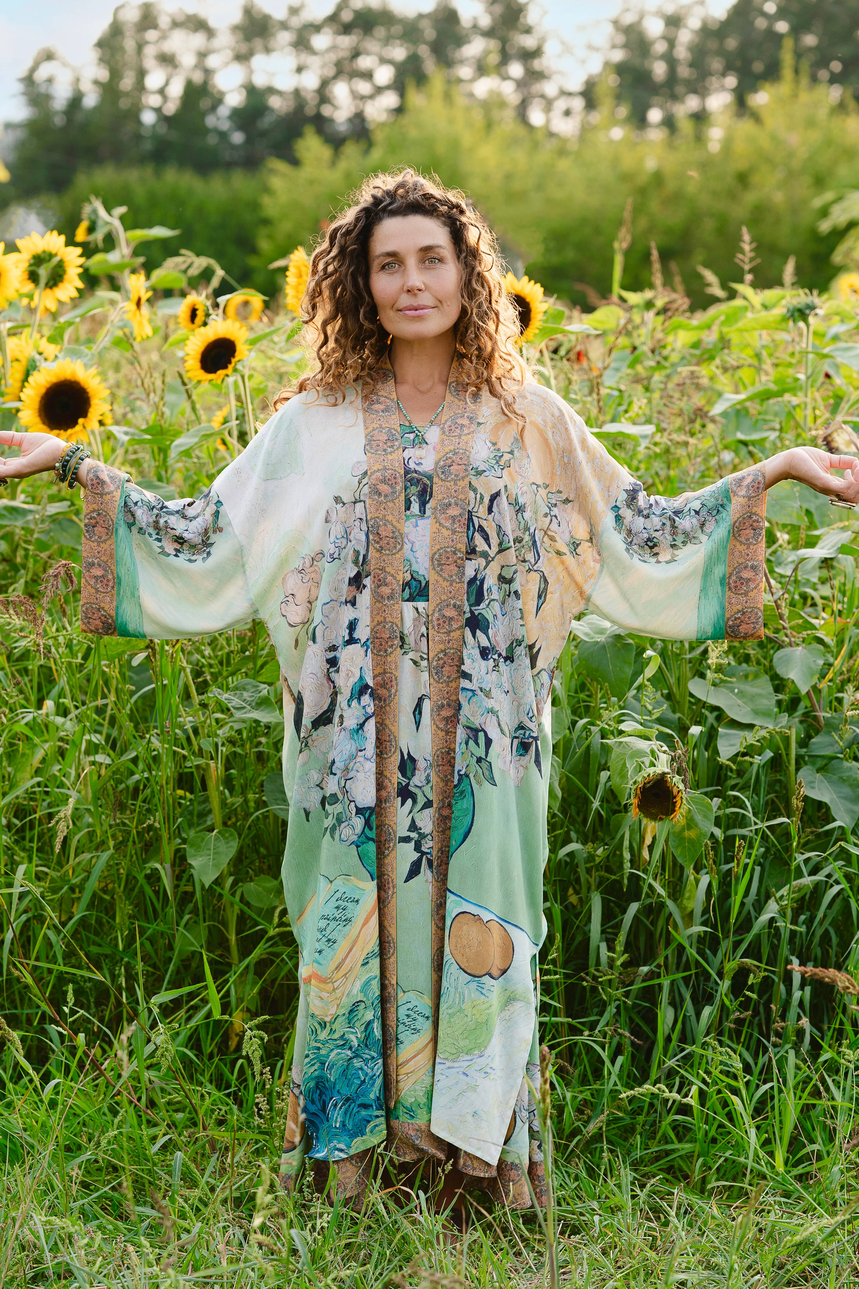 Additional view of I Paint My Dream Van Gogh Opera Duster Kimono Robe from Robin Boutique.