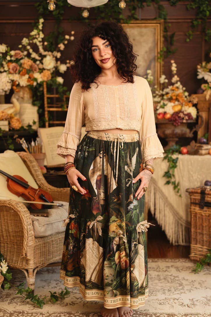 Additional view of Labour of Love Maxi Length Atelier Skirt with florals & violin from Robin Boutique.