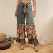 Mixed Print Ruffle Flare Pants by Young Threads