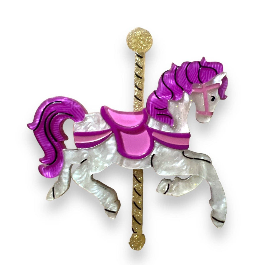 Funfair Carousel Horse Acrylic Brooch by Lipstick & Chrome x Makokot Robin Boutique