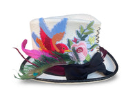 Meadow - Signature Pinch Front Top Hat with feather and bird detail Robin Boutique