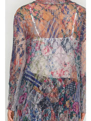 All Lace Long Cardigan in Bold Floral by Origami