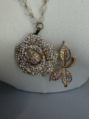 Rhinestone Rose Necklace by Gina