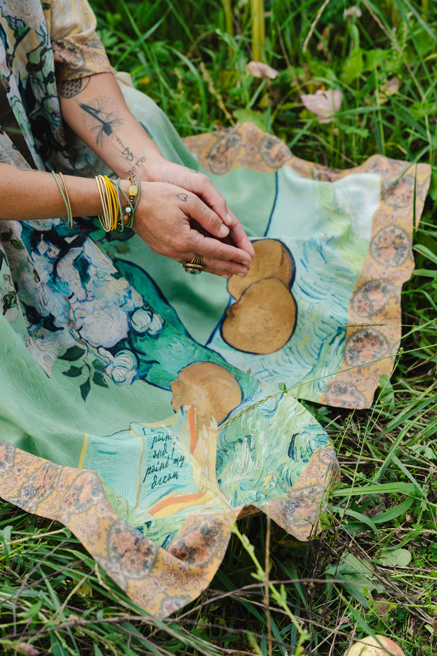 Additional view of I Paint My Dream Bohemian Van Gogh Goddess Starduster Kimono from Robin Boutique.