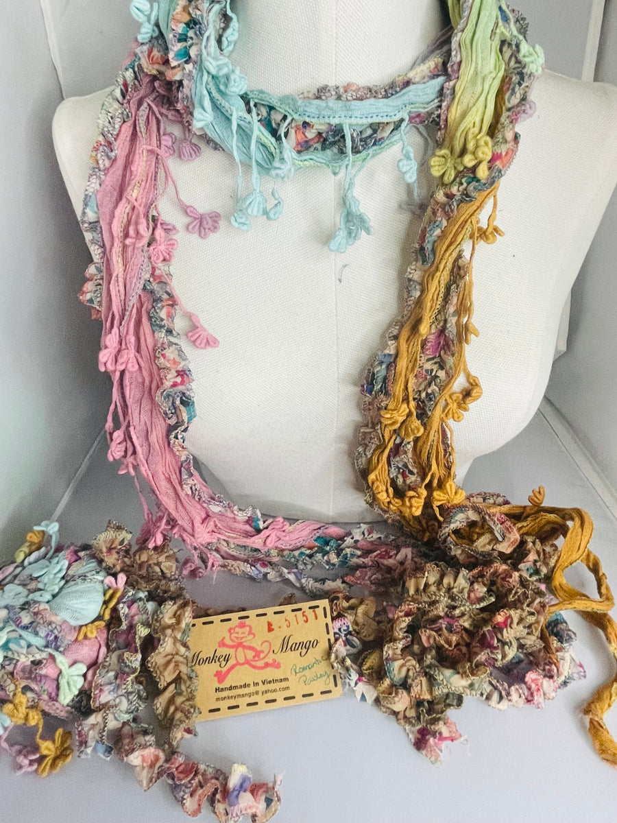 Boho Mixed Tassel Handmade Scarf Necklace