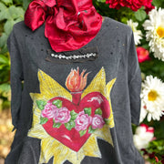 Blazing Heart 3/4 Tattered Tee Robin Boutique