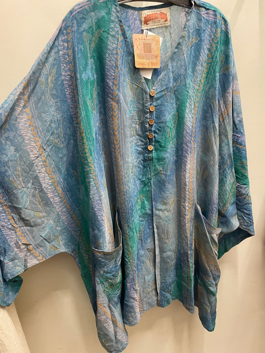 Crepe Sari Gaia Split Tunic #031 by Kantha Bae