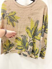 Green Envy Botanical Textured Pullover by Inoah