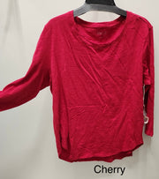 Solid Cotton Slub 3/4 Sleeve High-Low Tee by Escape