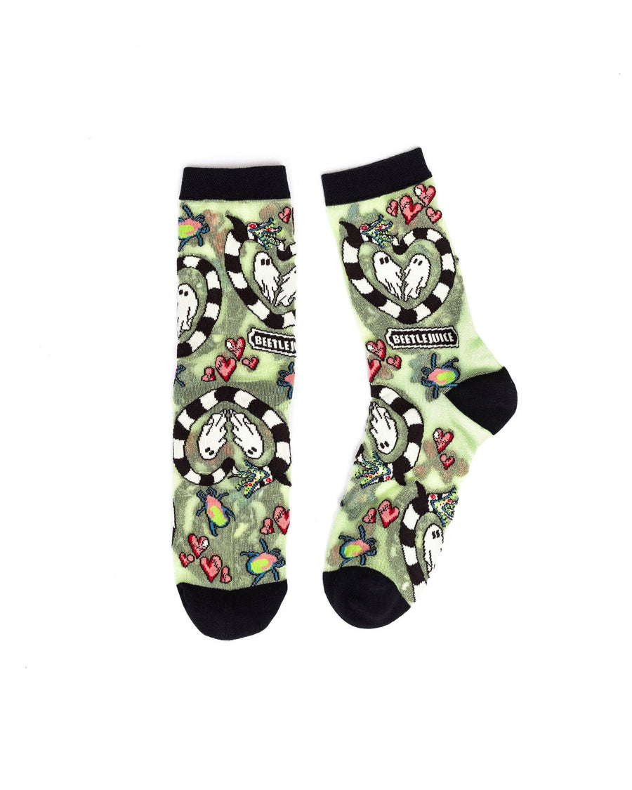 Beetlejuice Shimmer Sheer Crew Sock - Halloween