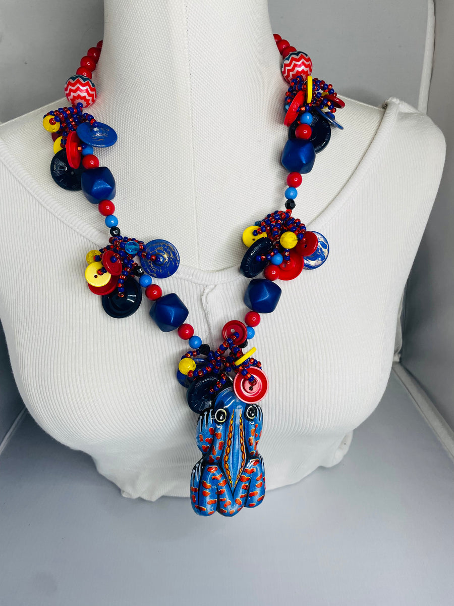 Blue Frog Clicker Necklace by The Vintage Jewel