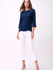 Bell Sleeve Pleated Chevron Top by EllyNDale