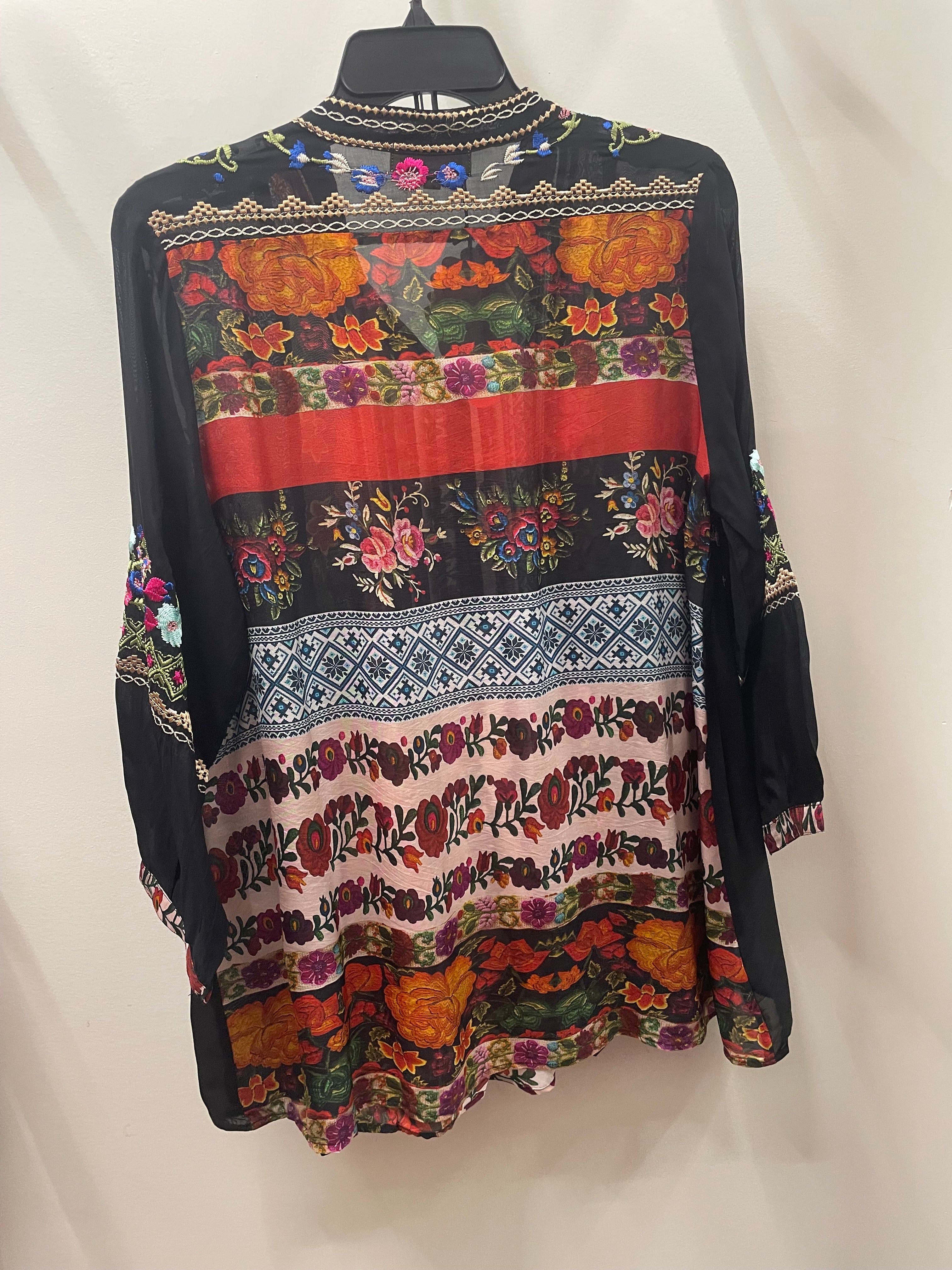 Floral Embroidered Mandarin Top in Black by All About Her