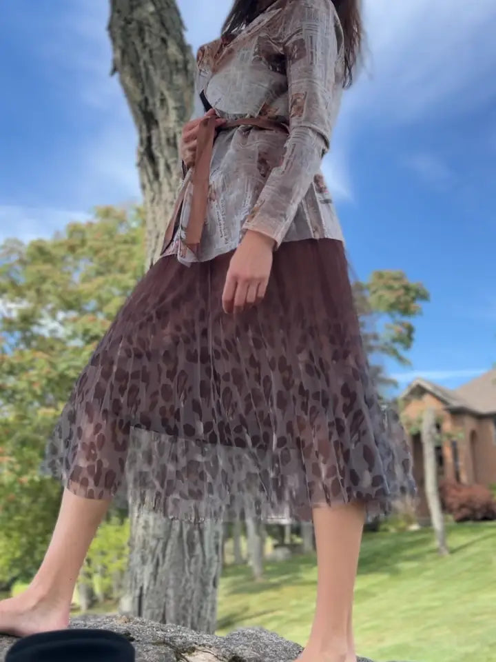 Fairy Pleated Mesh Skirt with Leopard Print by EllyNDale Robin Boutiuqe
