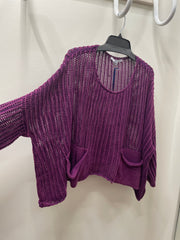 Oversized Crochet Pocket Top