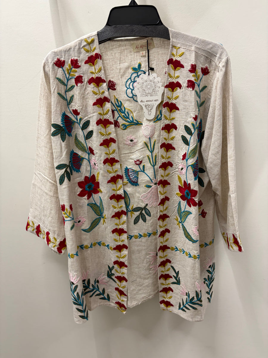 Wildflower Whimsy Embroidered Kimono by All About Her
