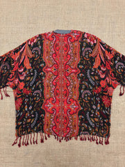 Reversible Tapestry Fringe Short Jacket