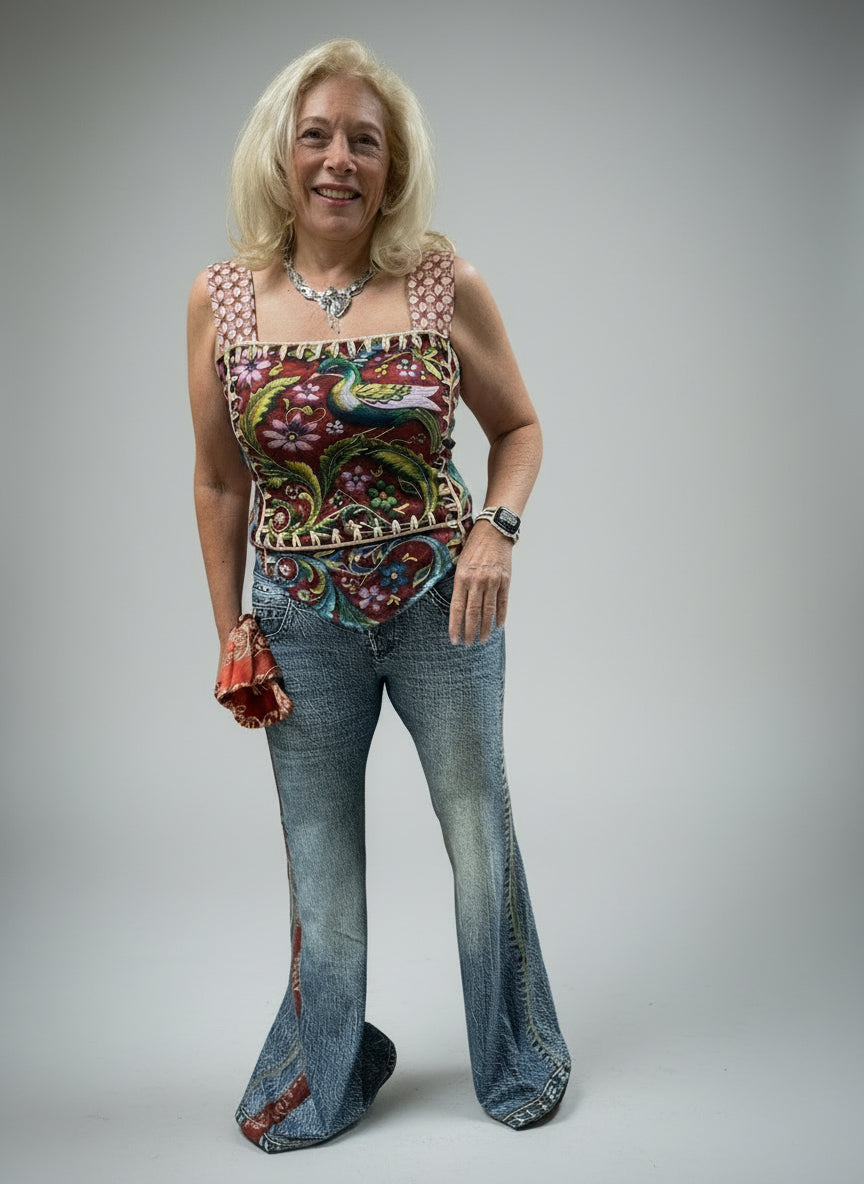 IPNG Design Hanky Pants in Illusion Printed Look-Denim Robin Boutique